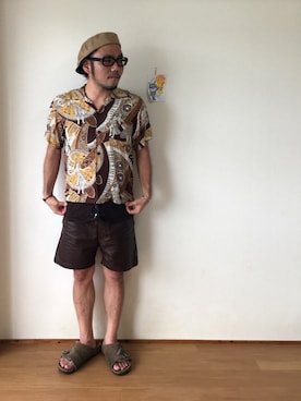 「レザーショーツ」｜Ri Maさん（メンズ・171cm）の夏コーディネート