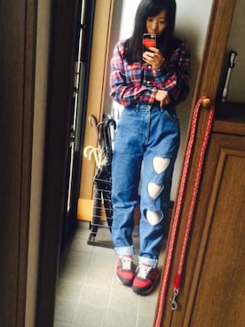 「WC（ダブル シー）のアイテム（デニムパンツ）」を使った、mnhさん（レディース・158cm）の秋コーディネート