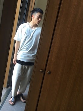 「roundabout（ラウンダバウト）のアイテム」を使った、ヤッスン屋さん（メンズ・167cm）の夏コーディネート