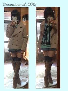 「アイテム（ピーコート、ピンク系）」を使った、♘ぷに小竹♞さん（レディース・160cm）の冬コーディネート