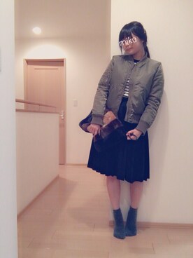 「ファークラッチ」｜「アイテム（ブルゾン）」を使った、mikuさん（レディース・162cm）の冬コーディネート