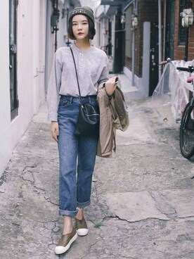 「와이드팬츠」｜김혜진さん（レディース・161cm）の秋コーディネート