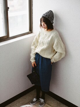 「skirt」｜김혜진さん（メンズ・161cm）の冬コーディネート