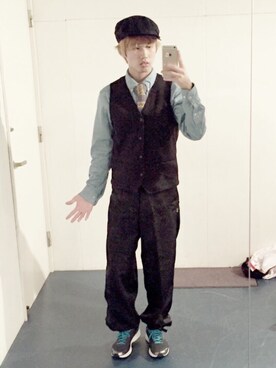 「TOPMAN（トップマン）のアイテム（ベスト）」を使った、まーすとさん（メンズ・170cm）の秋コーディネート