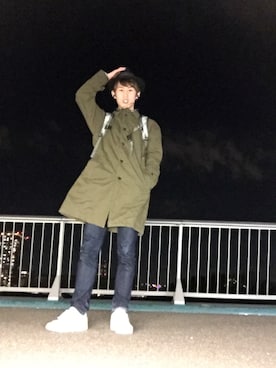 「アイテム（ステンカラーコート）」を使った、まーすとさん（メンズ・170cm・10代）の冬コーディネート