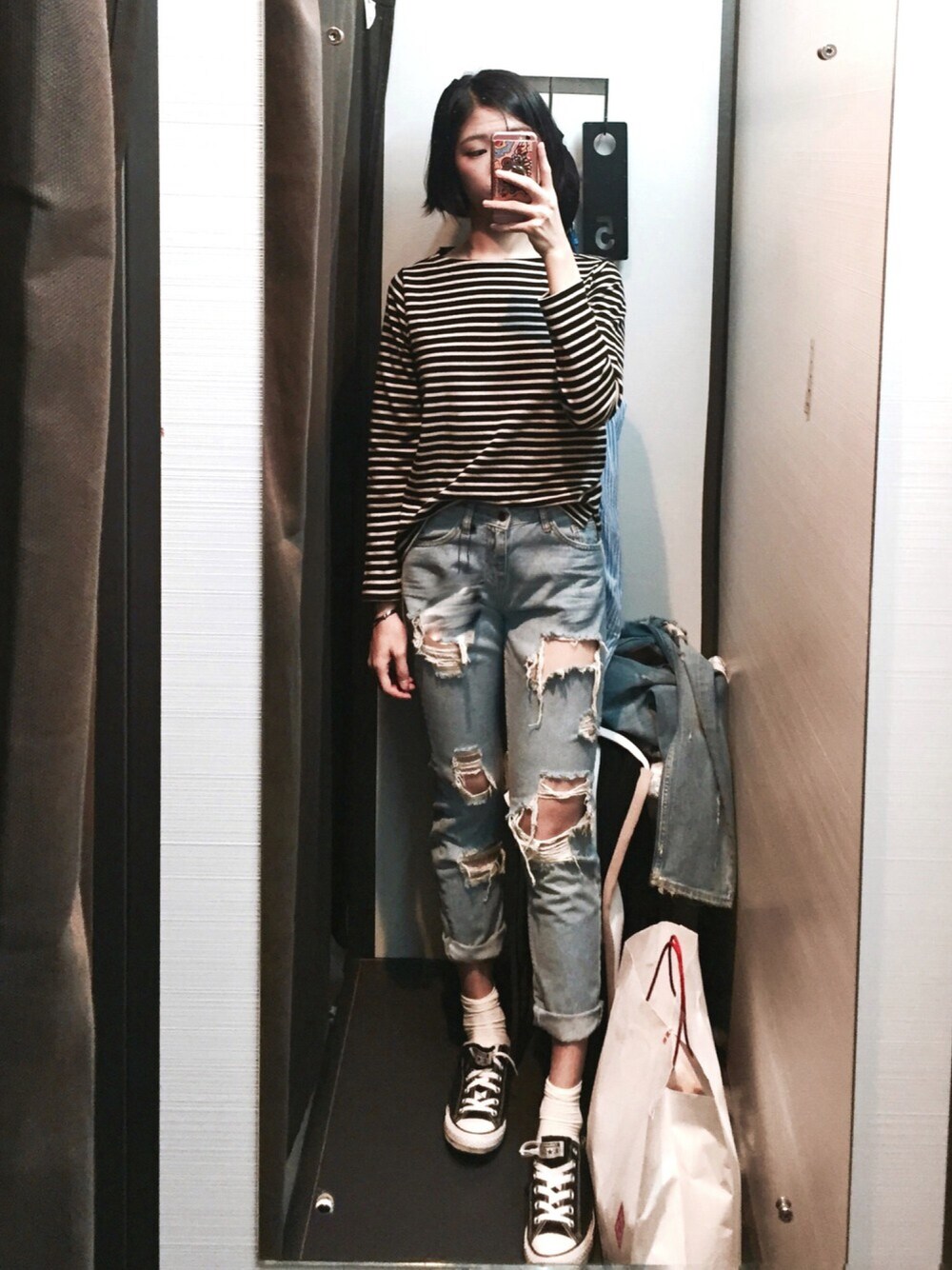 「outfit、ootd、ノースリーブ、summer、converse、ZARA、fashion、NIKE、冬」｜「UNIQLOのアイテム（シャツ/ブラウス、その他）」を使った、三文鱼吃不吃さん（レディース・170cm）の秋コーディネートの1枚目の写真