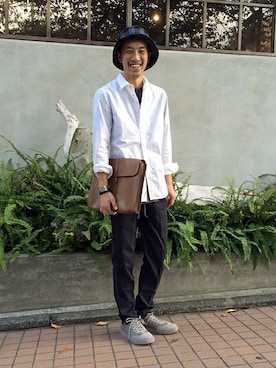 「nonnative（ノンネイティブ）のアイテム（ハット）」を使った、YAMASAKIさん（メンズ・172cm）の秋コーディネート