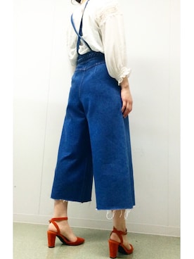 「SLY（スライ）のMIX LACE TOPS（Tシャツ/カットソー、ホワイト系）」を使った、mizukittyさん（レディース・161cm）の春コーディネート