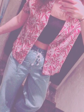 「MOUSSY（マウジー）のBOTANICAL OPEN SHIRTS（シャツ/ブラウス、レッド系）」を使った、mizukittyさん（レディース・161cm）の春コーディネート