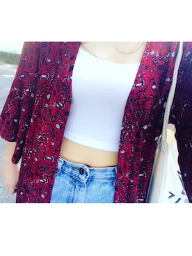 「SLY（スライ）のDIRNDL FLOWER GOWN（カーディガン/ボレロ、レッド系）」を使った、mizukittyさん（レディース・161cm）の夏コーディネート