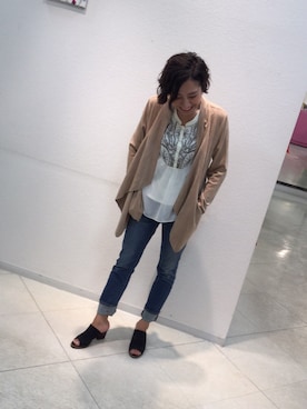 「Bou Jeloud（ブージュルード）のアイテム（その他アウター）」を使った、boujeloud三光店さん（レディース・163cm）の夏コーディネート