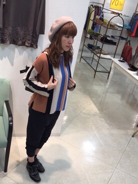 「Bou Jeloud（ブージュルード）のアイテム（ハンチング/ベレー帽）」を使った、boujeloud三光店さん（レディース・158cm）の秋コーディネート