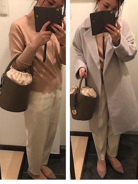 「TIENS ecoute（ティアンエクート）のアイテム（チェスターコート）」を使った、ayacoさん（レディース・158cm）の冬コーディネート