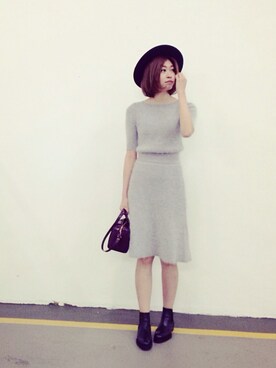 「アイテム（ボストンバッグ、レッド系）」を使った、yuuさん（レディース・168cm）の冬コーディネート