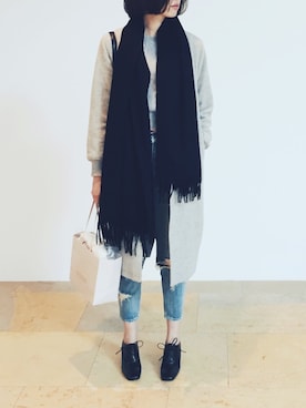 「moussy」｜「アイテム（スタジャン）」を使った、yuuさん（レディース・168cm）の冬コーディネート