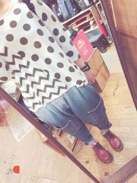 「Dr. Martens（ドクターマーチン）のDr.Martens (ドクターマーチン)/1461 3EYE GIBSON SHOES（その他シューズ）」を使った、小太朗さん（レディース・155cm）の秋コーディネート