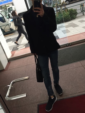 「DOWBL（ダブル）のアイテム（チェスターコート）」を使った、Daisuke Enomotoさん（メンズ・170cm）の春コーディネート