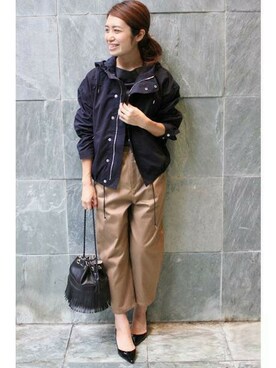 「IENA（イエナ）のアイテム（ブルゾン）」を使った、Woodyさん（レディース・160cm）の秋コーディネート