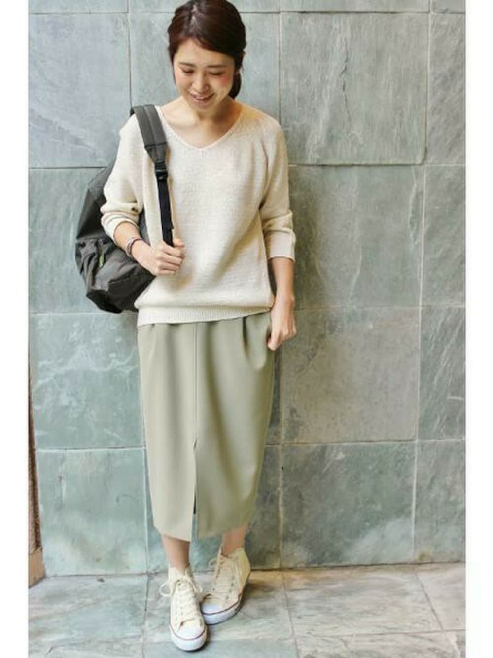 A6282P　▲IENA イエナ▲　ミリオーネ スリットタイトスカート 36 白 / ミモレ丈 ストレッチ 春夏 rb IENA（イエナ）の「ミリオーネ スリットタイトスカート◇（スカート