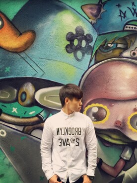 「chocoolate（チョコレート）のアイテム」を使った、Nicholas Leungさん（メンズ・176cm）の春コーディネート