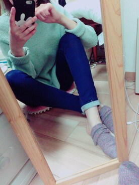 「ミントグリーン」｜「アイテム（ニット/セーター、その他）」を使った、SAKIYUIさん（レディース・163cm）の春コーディネート