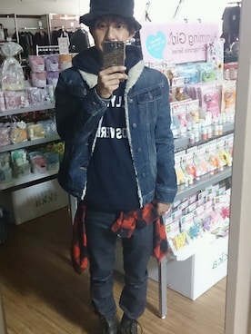 「裏ボア」｜「アイテム（帽子）」を使った、キヨキヨさん（メンズ・167cm）の秋コーディネート