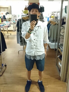 「CURRENT（カレント）のアイテム（トップス）」を使った、キヨキヨさん（メンズ・167cm）の春コーディネート