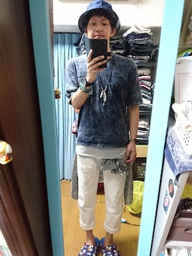 「CURRENT（カレント）のアイテム（トップス）」を使った、キヨキヨさん（メンズ・167cm）の夏コーディネート