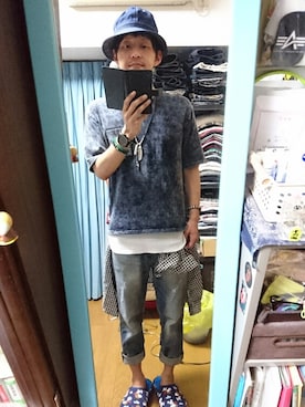 「CURRENT（カレント）のアイテム（トップス）」を使った、キヨキヨさん（メンズ・167cm）の夏コーディネート