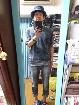 「CURRENT（カレント）のアイテム（トップス）」を使った、キヨキヨさん（メンズ・167cm）の夏コーディネート