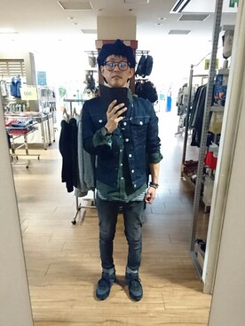 「tk.TAKEO KIKUCHI（ティーケータケオキクチ）のアイテム（デニムジャケット）」を使った、キヨキヨさん（メンズ・167cm）の秋コーディネート