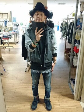 「ベレー帽推奨委員会」｜「アイテム（ブルゾン）」を使った、キヨキヨさん（メンズ・167cm）の秋コーディネート