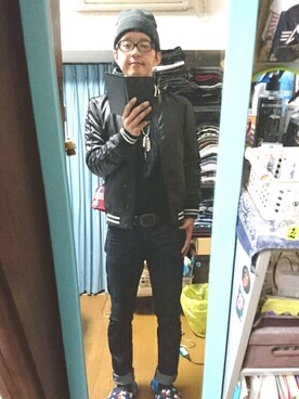 「URBAN RESEARCH（アーバンリサーチ）のアイテム（スタジャン）」を使った、キヨキヨさん（メンズ・167cm）の秋コーディネート