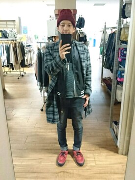 「URBAN RESEARCH（アーバンリサーチ）のアイテム（スタジャン）」を使った、キヨキヨさん（メンズ・167cm）の秋コーディネート