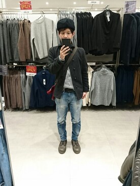 「ベレー帽推奨委員会」｜「アイテム（その他アウター）」を使った、キヨキヨさん（メンズ・167cm）の秋コーディネート