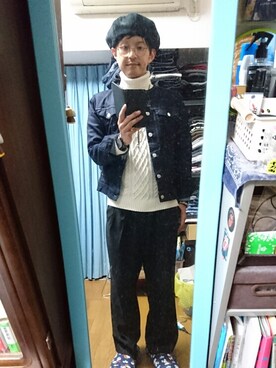 「ベレー帽推奨委員会」｜「アイテム（スラックス）」を使った、キヨキヨさん（メンズ・167cm）の秋コーディネート