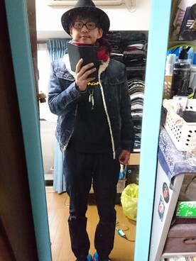 「ベレー帽推奨委員会」｜「アイテム（チノパンツ）」を使った、キヨキヨさん（メンズ・167cm）の冬コーディネート
