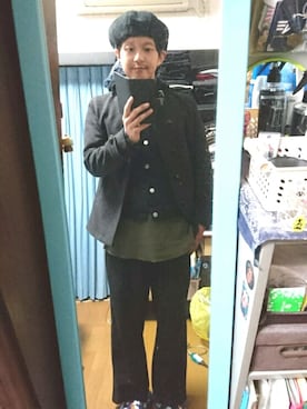 「ベレー帽推奨委員会」｜「アイテム（スラックス）」を使った、キヨキヨさん（メンズ・167cm）の冬コーディネート