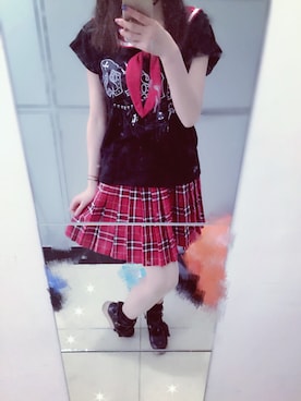 「Zipper（ジッパー）のアイテム（Tシャツ/カットソー、ブラック系）」を使った、Caramel_JOさん（レディース・158cm）の春コーディネート