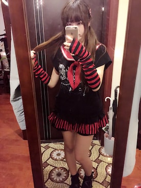 「Zipper（ジッパー）のアイテム（Tシャツ/カットソー、ブラック系）」を使った、Caramel_JOさん（レディース・158cm）の夏コーディネート