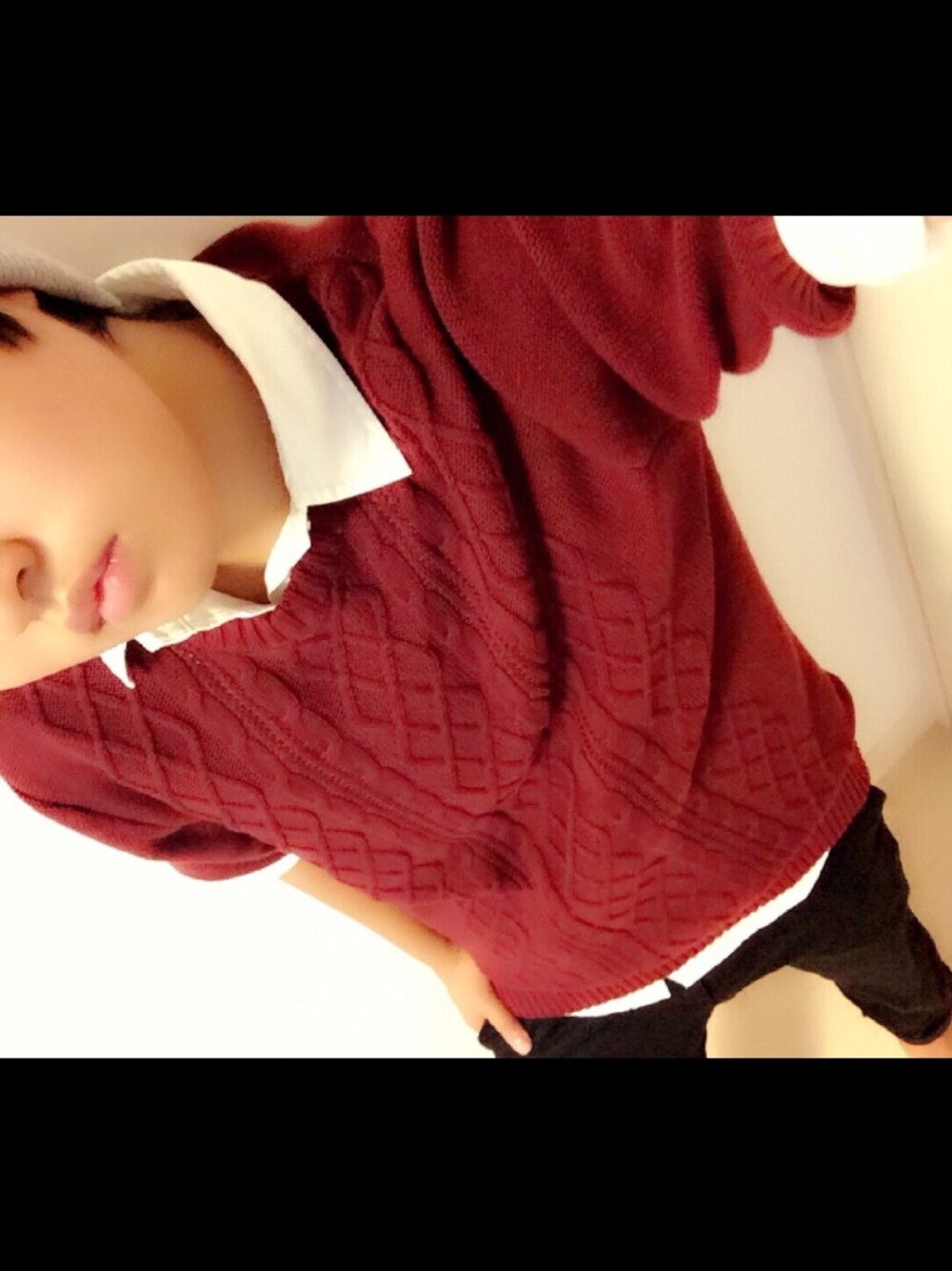「秋のコーデ」｜「WEGOのアイテム（ニット/セーター、レッド系）」を使った、たさん（メンズ・166cm）の秋コーディネートの1枚目の写真