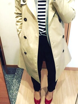 「定番」｜「アイテム（トレンチコート）」を使った、kaomama1101さん（レディース・154cm）の春コーディネート