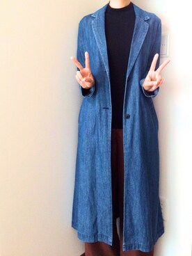 「Right-on（ライトオン）のアイテム（チェスターコート）」を使った、なすけさん（レディース・164cm）の秋コーディネート