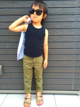 「X-girl（エックスガール）のアイテム」を使った、88to16さん（キッズ・110cm）の夏コーディネート