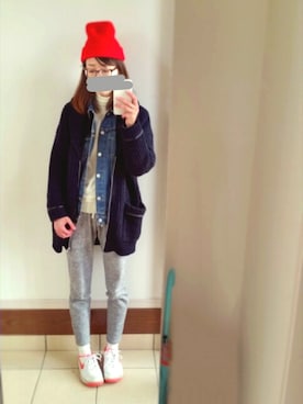 「赤ニット帽」｜な つ み。さん（メンズ・160cm）の春コーディネート