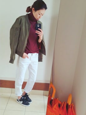 「NIKE（ナイキ）のNIKE/ナイキ グランドテラス 654495（スニーカー）」を使った、な つ み。さん（レディース・161cm）の冬コーディネート