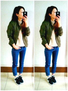 「NIKE（ナイキ）のNIKE/ナイキ グランドテラス 654495（スニーカー）」を使った、な つ み。さん（レディース・161cm）の春コーディネート