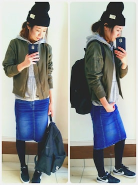 「NIKE（ナイキ）のNIKE/ナイキ グランドテラス 654495（スニーカー）」を使った、な つ み。さん（レディース・161cm）の春コーディネート