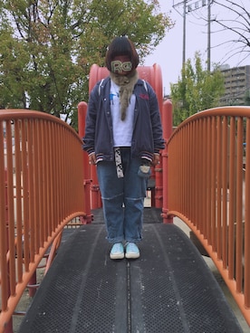 「リメイクデニム」｜「アイテム（その他）」を使った、たて○さん（レディース・151cm）の冬コーディネート