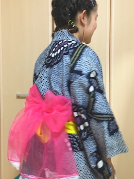 「オーガンジー」｜「アイテム（浴衣）」を使った、たて○さん（レディース・151cm）の夏コーディネート